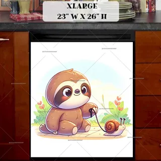 Preview of Cute Sloth and His Pet Snail magnet in Extra Large size.