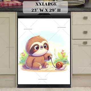 Preview of Cute Sloth and His Pet Snail magnet in XX Large size.