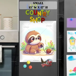 Preview of Cute Sloth and His Pet Snail magnet in Small size.