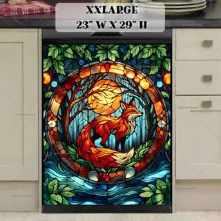 Preview of Stained Glass Fox at Night magnet in XX Large size.