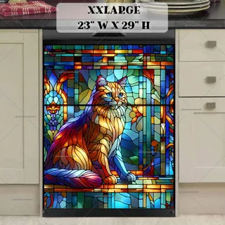 Preview of Stained Glass Orange Cat magnet in XX Large size.