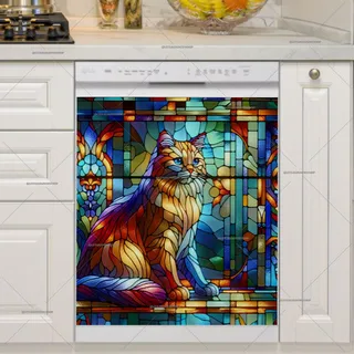 Preview of Stained Glass Orange Cat magnet.