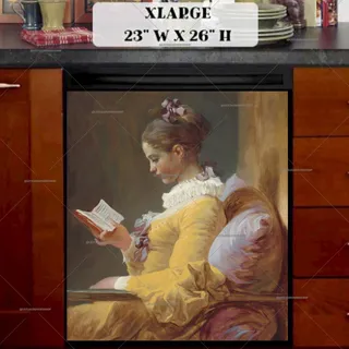 Preview of Young Girl Reading, by Jean-Honore Fragonard magnet in Extra Large size.