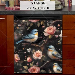 Preview of Pretty Birds and Roses magnet in Extra Large size.