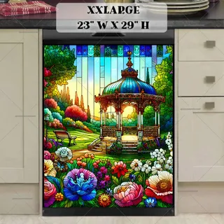 Preview of Stained Glass Summer Gazebo in the Park magnet in XX Large size.