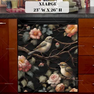 Preview of Little Birds and Pink Roses magnet in Extra Large size.