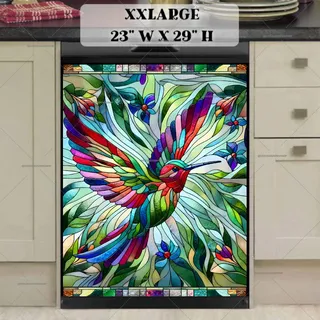 Preview of Abstract Stained Glass Hummingbird magnet in XX Large size.