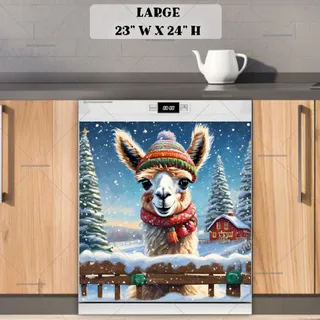 Preview of Cute Christmas Llama magnet in Large size.