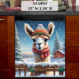 Preview of Cute Christmas Llama magnet in Extra Large size.