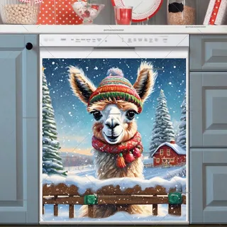 Preview of Cute Christmas Llama magnet.