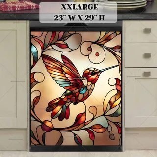 Preview of Stained Glass Little Hummingbird magnet in XX Large size.