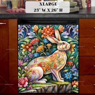 Preview of Folklore Hare and Flowers magnet in Extra Large size.