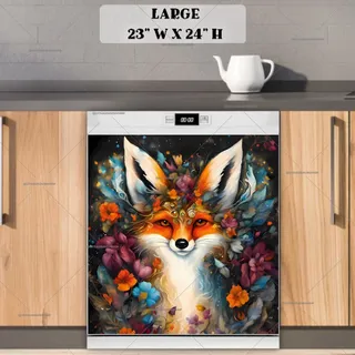 Preview of Bohemian Fox with Blooming Flowers magnet in Large size.