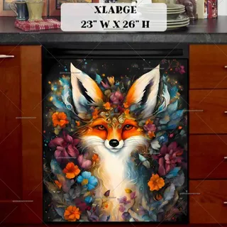 Preview of Bohemian Fox with Blooming Flowers magnet in Extra Large size.