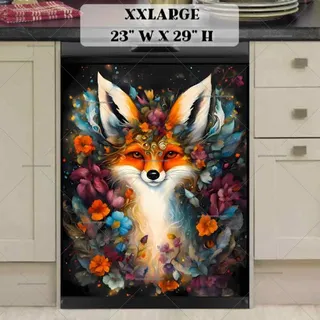 Preview of Bohemian Fox with Blooming Flowers magnet in XX Large size.