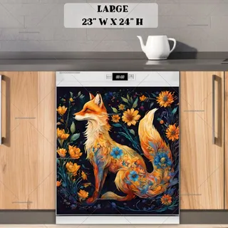 Preview of Bohemian Floral Folk Fox magnet in Large size.