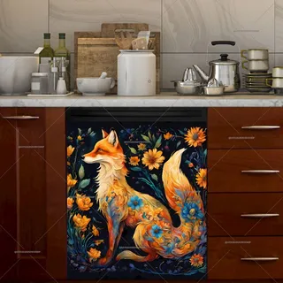 Preview of Bohemian Floral Folk Fox magnet.