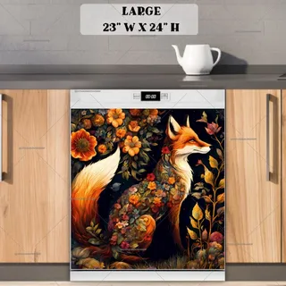 Preview of Beautiful Bohemian Floral Fox magnet in Large size.