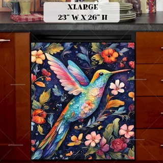 Preview of Folklore Hummingbird and Flowers magnet in Extra Large size.