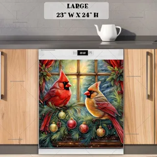 Preview of Christmas Cardinal Couple magnet in Large size.