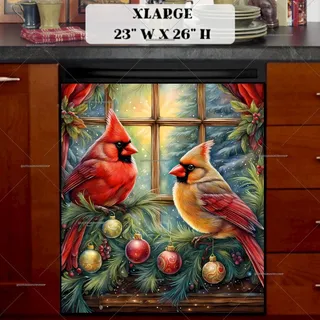 Preview of Christmas Cardinal Couple magnet in Extra Large size.