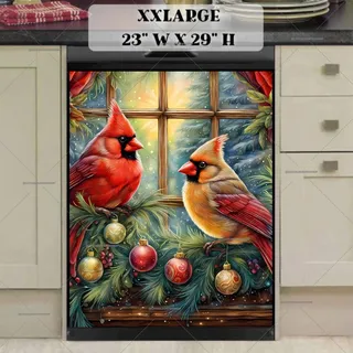 Preview of Christmas Cardinal Couple magnet in XX Large size.