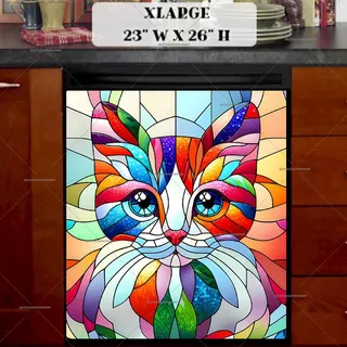 Preview of Stained Glass Little Kitten magnet in Extra Large size.