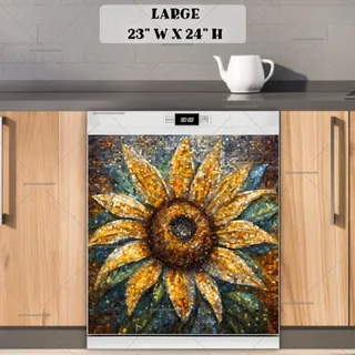 Preview of Pretty Mosaic Sunflower magnet in Large size.