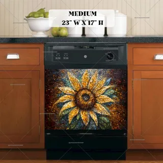 Preview of Pretty Mosaic Sunflower magnet in Medium size.