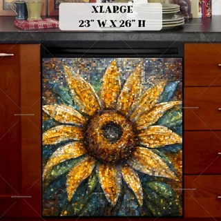 Preview of Pretty Mosaic Sunflower magnet in Extra Large size.