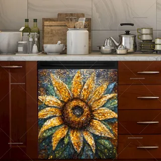 Preview of Pretty Mosaic Sunflower magnet.