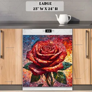 Preview of Beautiful Mosaic Rose magnet in Large size.