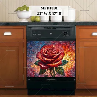 Preview of Beautiful Mosaic Rose magnet in Medium size.