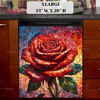 Preview of Beautiful Mosaic Rose magnet in Extra Large size.