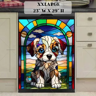 Preview of Stained Glass Summer Puppy magnet in XX Large size.