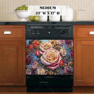 Preview of Beautiful Mosaic Roses magnet in Medium size.