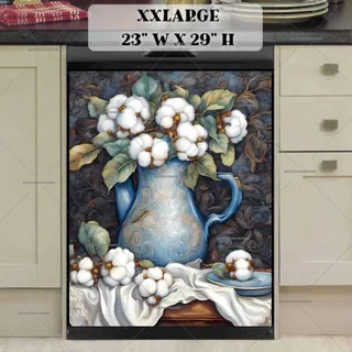 Preview of White Cotton Flowers in a Vase magnet in XX Large size.