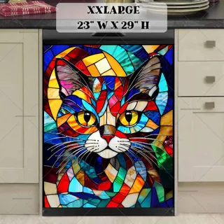 Preview of Stained Glass Colorful Cat Portrait magnet in XX Large size.