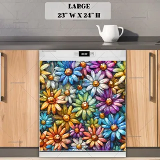 Preview of Colorful Mosaic Daisies magnet in Large size.