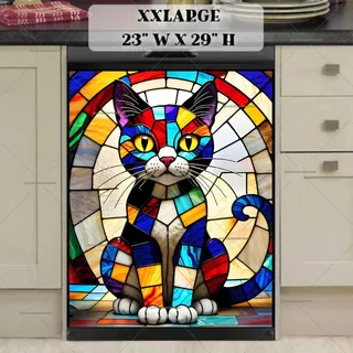 Preview of Stained Glass Colorful Cat magnet in XX Large size.