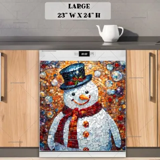 Preview of Cute Mosaic Snowman magnet in Large size.