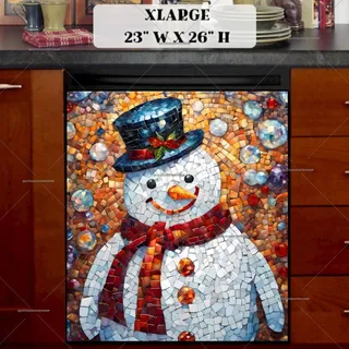 Preview of Cute Mosaic Snowman magnet in Extra Large size.