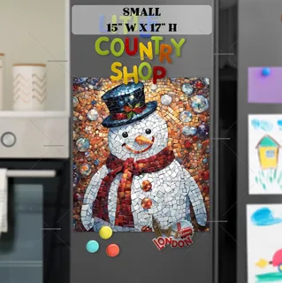 Preview of Cute Mosaic Snowman magnet in Small size.