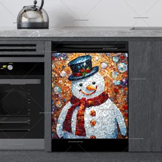 Preview of Cute Mosaic Snowman magnet.