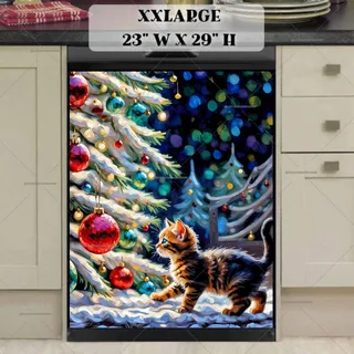 Preview of Cute Kitten and Christmas Tree magnet in XX Large size.