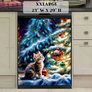 Preview of Kitten and Shiny Christmas Ornaments magnet in XX Large size.