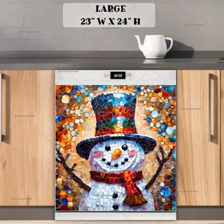 Preview of Happy Mosaic Snowman magnet in Large size.