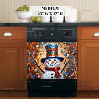 Preview of Happy Mosaic Snowman magnet in Medium size.