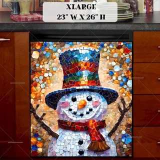 Preview of Happy Mosaic Snowman magnet in Extra Large size.