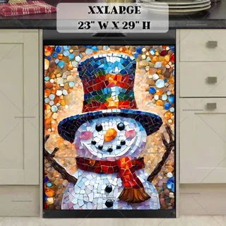 Preview of Happy Mosaic Snowman magnet in XX Large size.